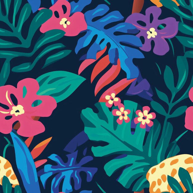 Modernes exotisches Laub, botanische tropische Blätter und florales nahtloses Muster, abstrakte Dschungelnatur