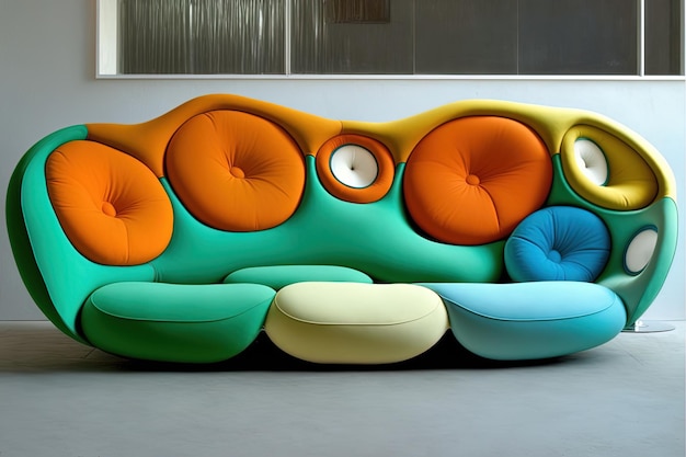 Modernes futuristisches Couchdesign mit fließenden Formenbewegungen