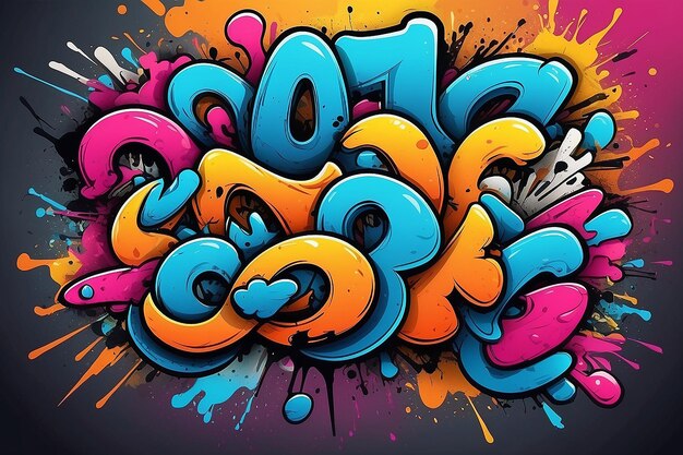 Modernes Graffiti-Art-Poster- oder Flyer-Design mit bunten Tags, das mit der Hand gezeichneter abstrakter Graffiti -Vektor-Illustration im Street-Art-Thema aufwirft