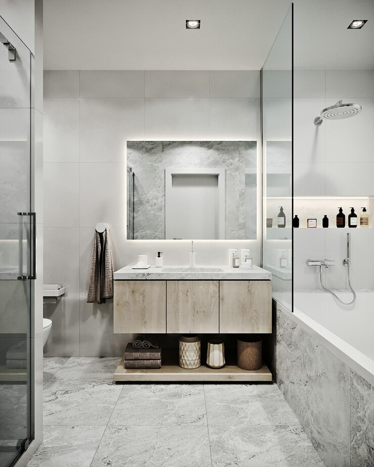 Foto modernes graues und schwarzes schlafzimmer