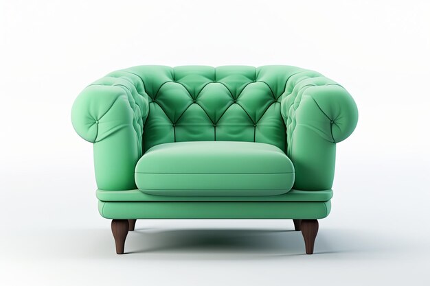 Modernes grünes Sofa auf isoliertem weißen Hintergrund Möbel für ein modernes minimalistisches Innenarchitektur