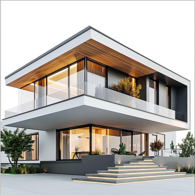 Modernes Haus isoliert auf weißem Hintergrund