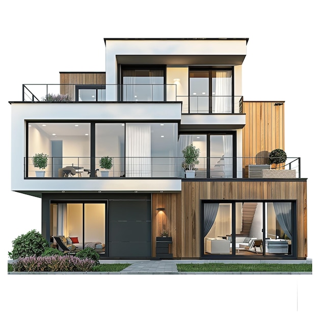 Modernes Haus isoliert auf weißem Hintergrund