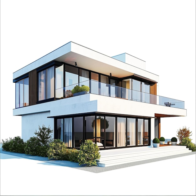 Modernes Haus isoliert auf weißem Hintergrund
