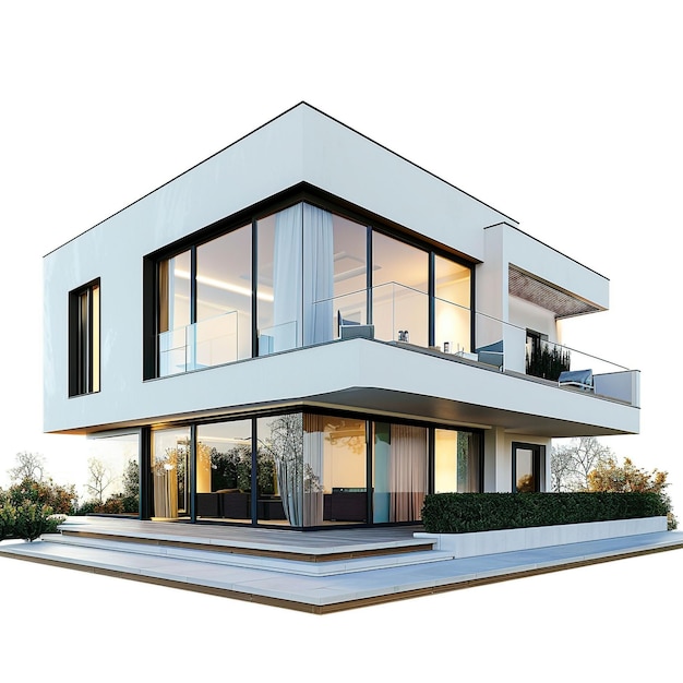 Modernes Haus isoliert auf weißem Hintergrund