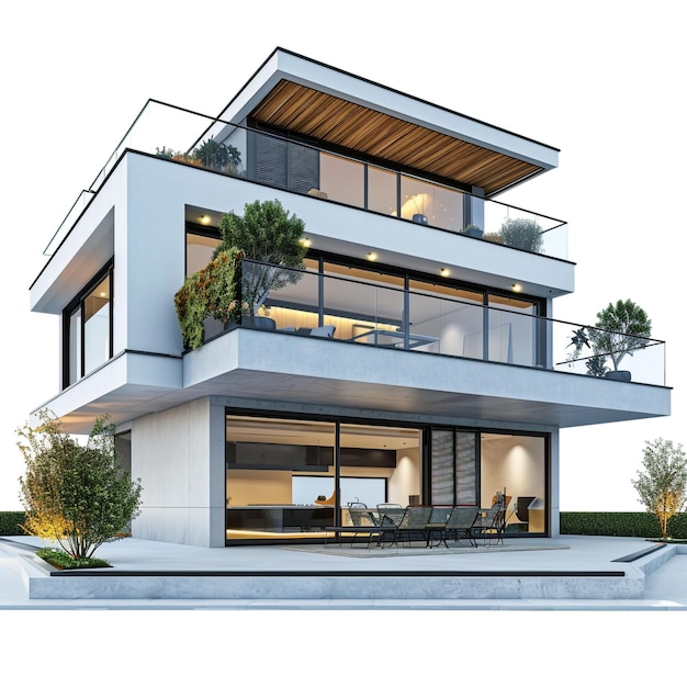 Modernes Haus isoliert auf weißem Hintergrund