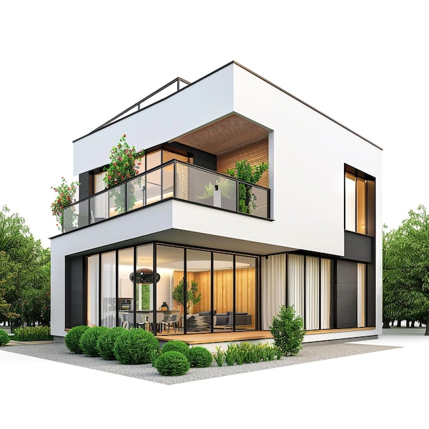 Modernes Haus isoliert auf weißem Hintergrund