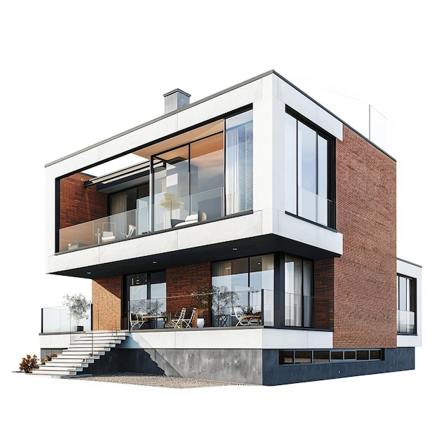 Modernes Haus isoliert auf weißem Hintergrund