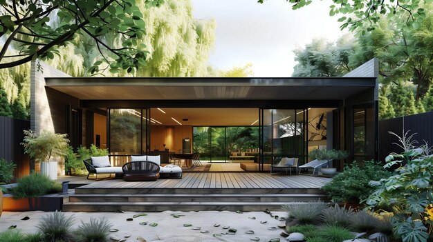 Modernes Haus mit Deck und Patio