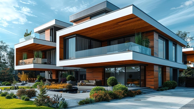 Modernes Haus mit Holzakzent