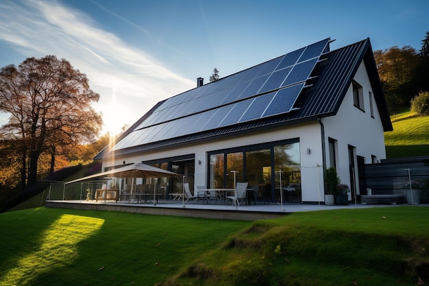 Modernes Haus mit Solarpanelen Nachhaltigkeit unter der Sonne