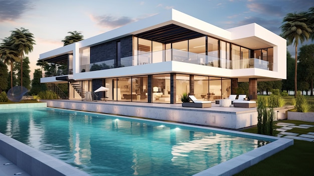 Modernes Haus mit Terrasse und Schwimmbad