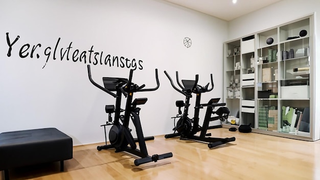 Modernes Heim-Fitnesscenter mit Indoor-Cycling-Geräten und Fitnessclub mit Trainingsgeräten