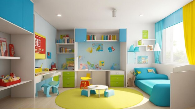 Modernes Interieur des Kinderzimmers mit Spielzeug