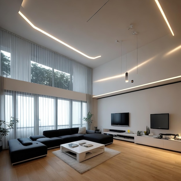 Modernes Interieur mit schöner Beleuchtung