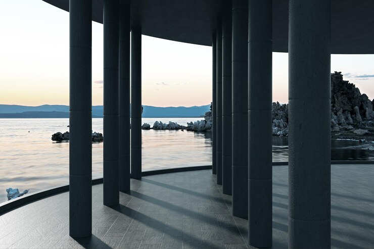 Foto modernes interieur mit seeblick