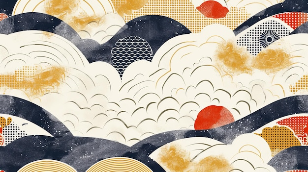 Modernes japanisches Muster Geometrischer Hintergrund mit Vintage-Wellen