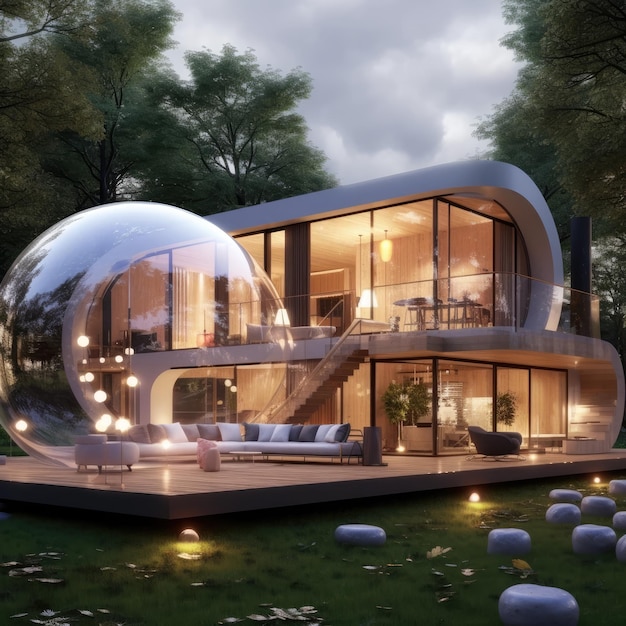 Modernes Landhaus in einer Blase