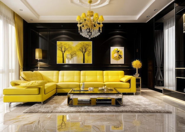 modernes luxuriöses Wohnzimmer-Interieurdesign