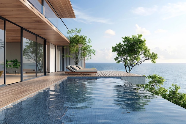 Modernes Luxus-Strandhaus mit Meerblick-Schwimmbad
