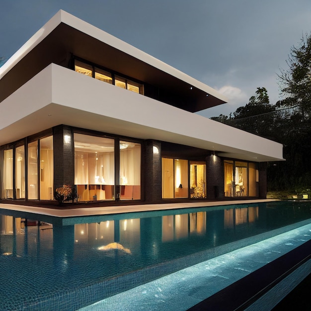 modernes luxushaus mit pool