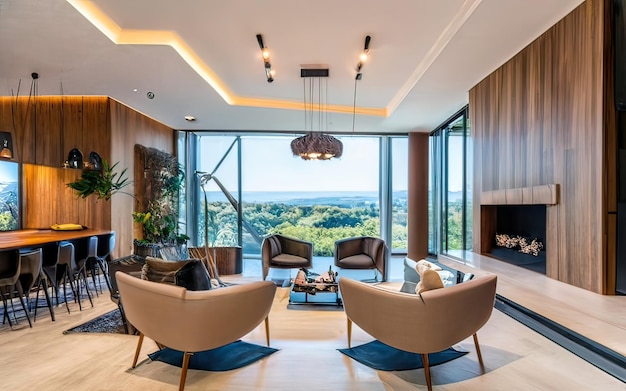 Modernes Luxuswohnzimmer mit minimalistischen Möbeln