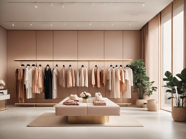 Modernes, minimalistisches Damenbekleidungsgeschäft