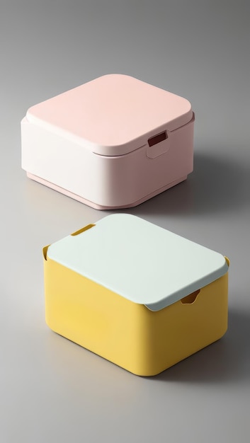 Modernes, minimalistisches Mealbox-Container-Mockup-Design in zwei Farben, einfacher Hintergrund