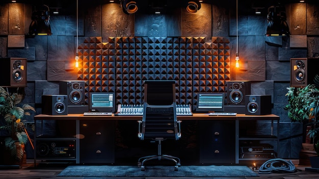 Modernes Musikstudio mit akustischen Platten