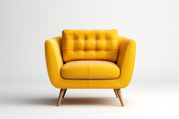 Modernes orangefarbenes Sofa auf isoliertem weißen Hintergrund Möbel für ein modernes minimalistisches Innenarchitektur