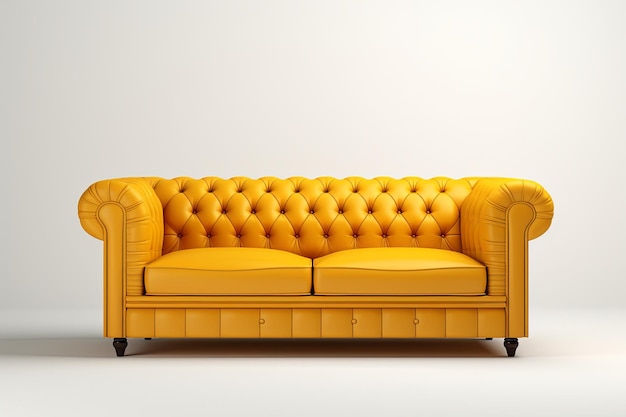 Modernes orangefarbenes Sofa auf isoliertem weißen Hintergrund Möbel für ein modernes minimalistisches Innenarchitektur