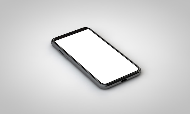 Modernes rahmenloses Smartphone 3D-Mockup mit leerem weißen Bildschirm 3D-Rendering