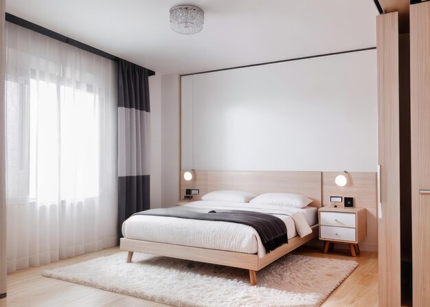 Modernes Schlafzimmer-Interior-Design im Luxus- und Minimalismus-Stil