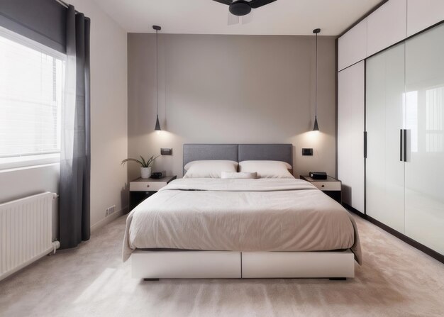 Modernes Schlafzimmer-Interior-Design im Luxus- und Minimalismus-Stil