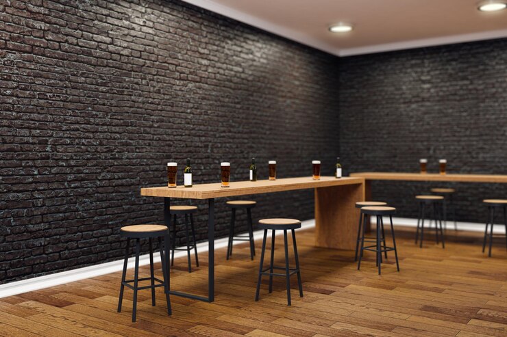 Foto modernes schwarzes bar-interieur