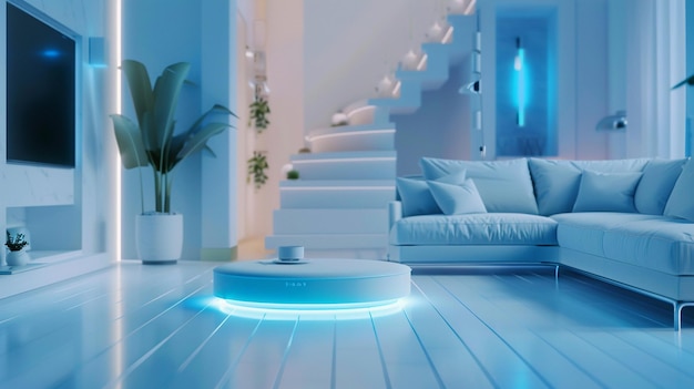 Modernes Smart Home-Interior mit KI-Integrationstechnologie