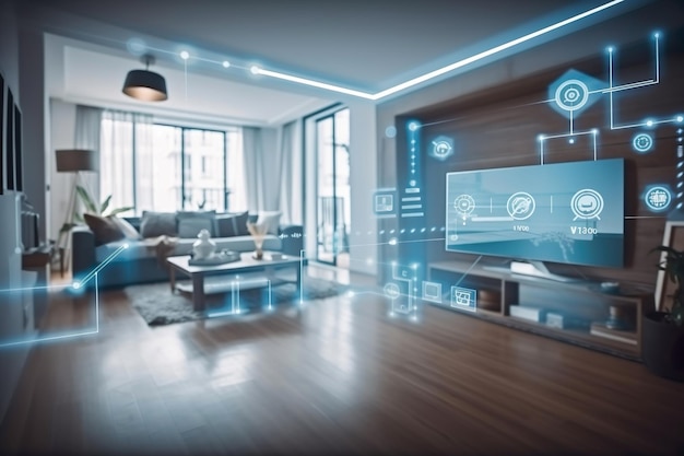 Modernes Smart-Home-Managementsystem mit Augmented Reality Smart Building Das Smart Home ist ein isolierter Hintergrund, der KI generiert