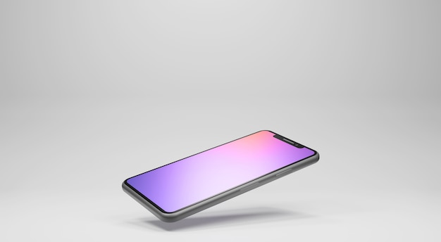 Modernes Smartphone in perspektivischer Ansicht, 3D-Rendering