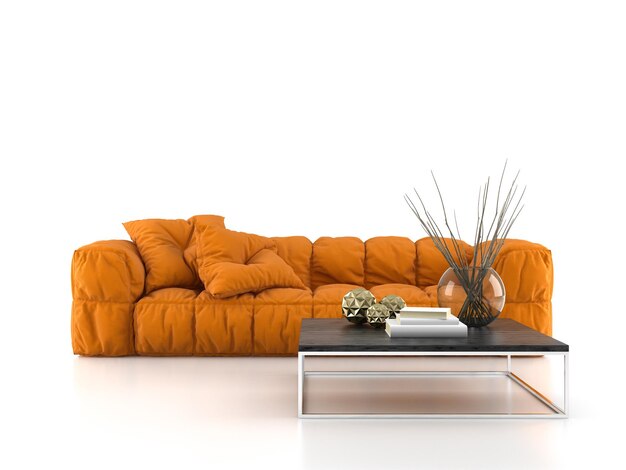 Modernes Sofa isoliert auf weißem Hintergrund 3D-Rendering