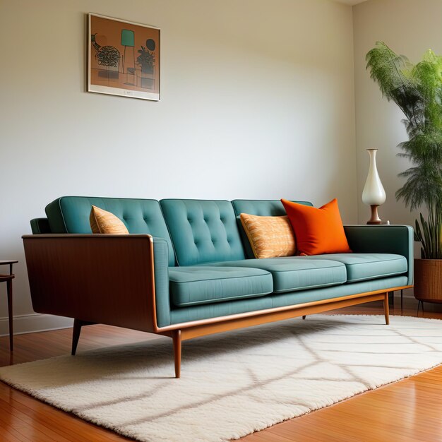 modernes Sofa mit Kissen im Wohnzimmer Innenarchitektur des modernen Wohnzimmers