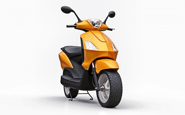 Modernes städtisches orange Moped auf einem weißen Hintergrund