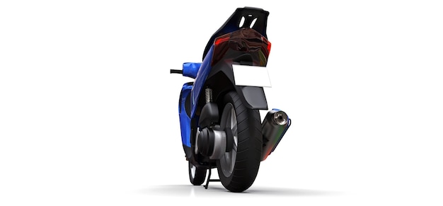 Modernes urbanes blaues Moped auf weißem Hintergrund. 3D-Darstellung.