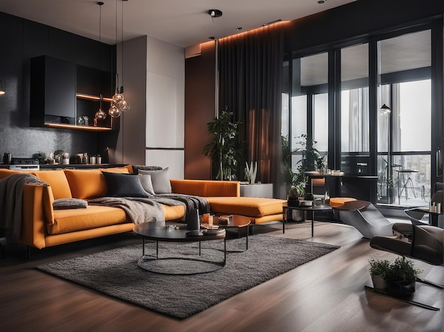 Modernes Wohnapartment-Interieur