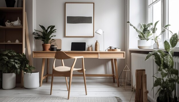 Foto modernes wohnzimmer mit elegantem holzdesign, das von ai generiert wurde