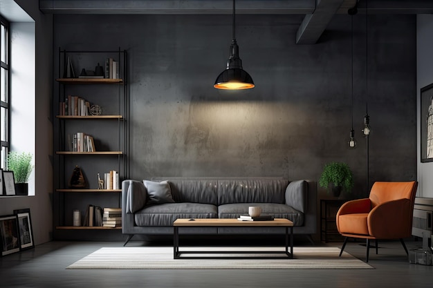 Modernes Wohnzimmer mit Möbeln und Dekor Generative AI