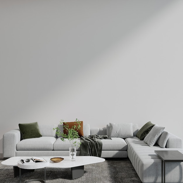 Modernes Wohnzimmer mit Sofa und Kissen 3d render
