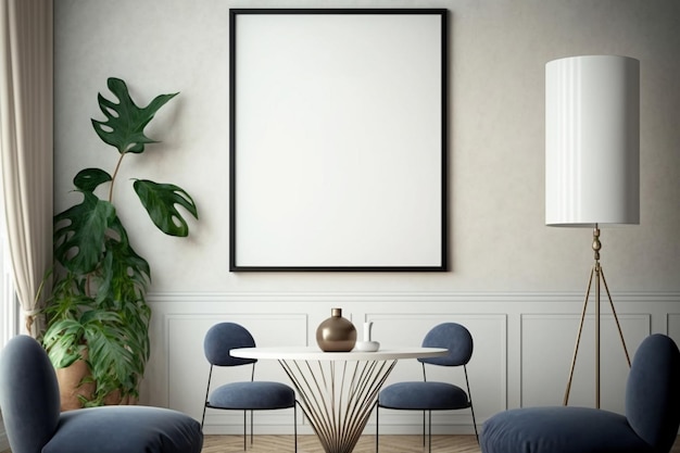 Modernes Wohnzimmer Posterrahmen an der Wand des Wohnzimmers Frame Mockup Luxuriöse Wohnung