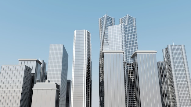 Foto modernes wolkenkratzergebäude im finanzviertel
