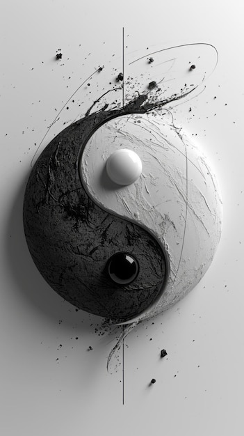 Foto modernes yin- und yang-logo-konzept mit einem twist