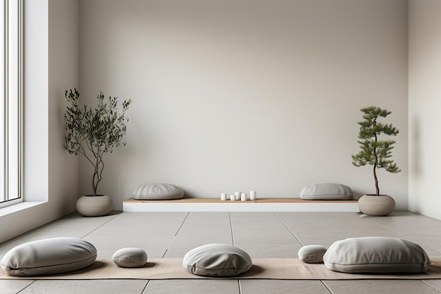 Foto modernes yoga-studio-mockup mit minimalistischen möbeln